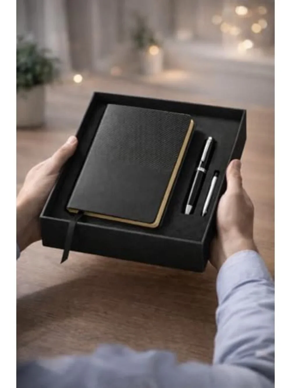 Professional A5 Soft Leather Notebook Gift Set with Pen - Stylish Office